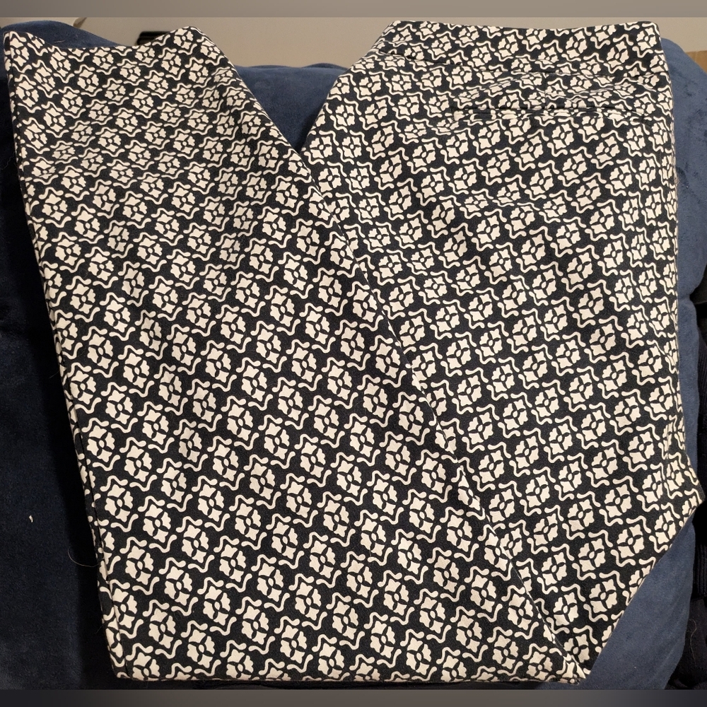 Crosby Blue and White Geometric Pattern Trousers